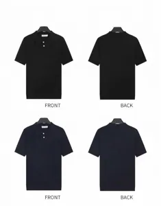 Front and back views of men's knitted Polo shirt in black and navy blue colors