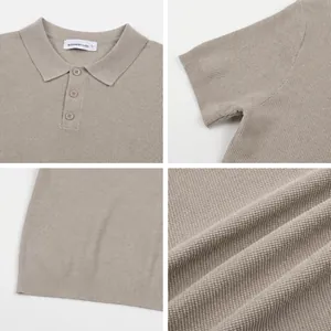 Men's breathable ice silk knit polo shirt with textured fabric details