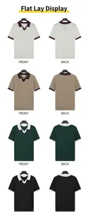 Detailed front and back views of men's ice silk V-neck polo shirts in four different colors