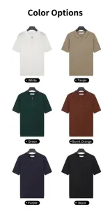 Multiple color options for men's short-sleeved knitted zip-neck polo shirts