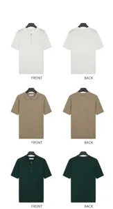 Detail of men's ice silk polo shirt showing front and back views in multiple colors