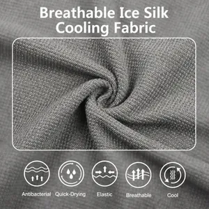 Close-up view of breathable ice silk grey knitted fabric for Henley T-shirt