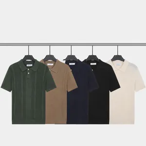 Men's ice silk knit Polo shirts featuring breathable fabric in five classic colors