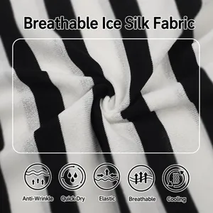 Detailed view of breathable striped ice silk knit fabric for luxury men's short sleeve Polo shirt