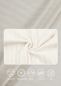 Macro detail of breathable ice silk knit fabric showing vertical rib texture.