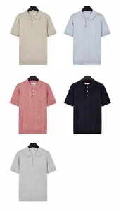 Display of five different colors for the men's knitted ice silk business Polo shirts.