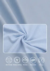 Detailed macro view of light blue ice silk cooling fabric for men's breathable Polo shirt