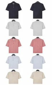 Showcase of men's knitted Polo shirts in various colors with front and back views.