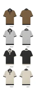 Front and back views of men's short-sleeve ice silk knitted polo shirts in 4 colors.