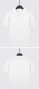 White ice silk knit Polo shirt for men featuring breathable texture and front-back views.