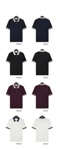 Front and back views of cooling ice silk Polo shirts in navy, black, red, and white
