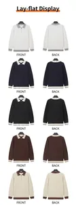 Front and back display of men's half-zip polo sweaters in five classic colors