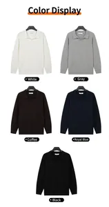 Detailansicht der langärmeligen Herren-Strick-Poloshirts in fünf klassischen Farben.