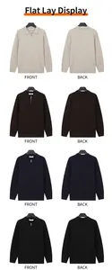 Vue détaillée avant et arrière de pulls en maille à quart de zip pour hommes variés