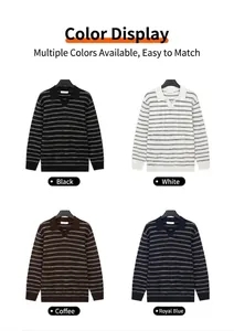 Dettagli opzioni colore per polo in maglia a righe a maniche lunghe in vista a griglia