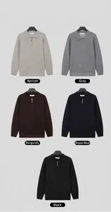 Affichage des couleurs du pull en maille polo à demi-zip pour hommes en cinq nuances