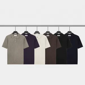 Men's breathable ice silk knit polo shirts in multiple colors for business casual wear
