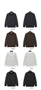 Viste frontali e posteriori di polo in maglia a righe da uomo in quattro colori
