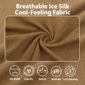 Close-up texture of breathable ice silk brown fabric for men's lightweight Polo shirts