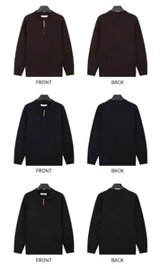 Vues avant et arrière de pulls en maille élégants pour hommes avec col demi-zippé