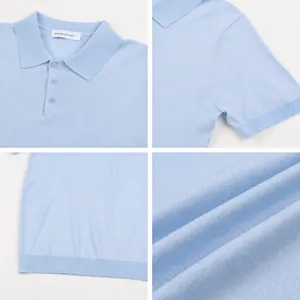 Detailed views of premium men's ice silk polo shirt showing collar, cuffs and hem