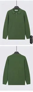Vista fronte e retro di un maglione da uomo in maglia a coste verde scuro con mezza zip