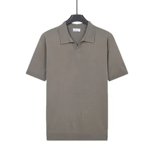 Men's ice silk knit polo shirt with breathable seagull collar in solid khaki