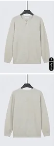 Vue avant et arrière du pull en maille abricot pour homme avec col tunisien pour le bureau