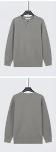 Vue avant et arrière du pull en maille Henley gris clair pour homme