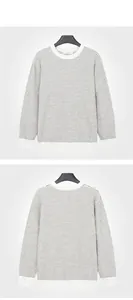 Detailed front and back view of men's white textured knit crewneck sweater for winter