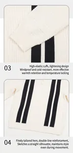 Detailed view of elastic cuffs and reinforced hem on a men's striped polo sweater.