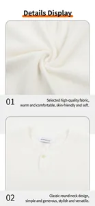 Détail montrant le tissu en maille gaufrée douce et l'encolure Henley classique
