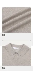 Dettaglio del maglione in maglia da uomo con colletto a polo e trama del tessuto.