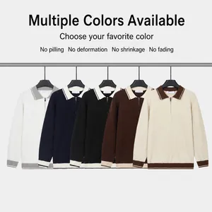 Maglia polo a maniche lunghe con mezza zip casual da uomo in diversi colori eleganti