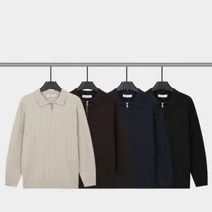 Pull en maille premium pour hommes avec demi-zip en plusieurs couleurs d'automne