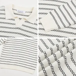 Polo da uomo in maglia a maniche lunghe a righe con elegante collo a gabbiano.