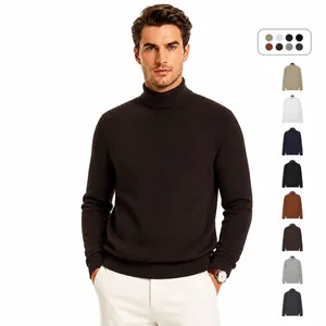Heren Premium Coltrui Gebreide Trui Effen Kleur Lange Mouwen Slim Fit Zakelijk Casual Warm Top