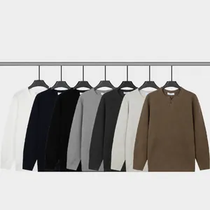 Pulls en tricot Henley pour hommes disponibles en plusieurs couleurs unies décontractées