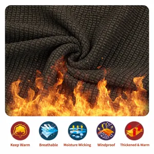 Main image of brown ribbed knit fabric for men's warm long sleeve sweater with heat retention