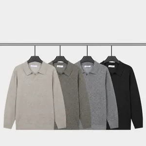 Maglione polo da uomo in maglia a maniche lunghe disponibile in quattro colori autunnali