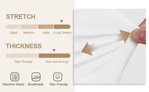 Vue détaillée du tissu de chemise blanc extensible montrant l'élasticité et l'épaisseur.