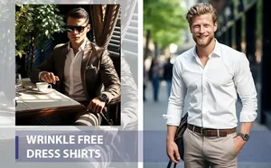 Chemises blanches infroissables pour hommes présentées dans un cadre professionnel chic