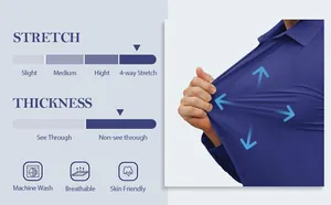 Détail du tissu extensible 4-way d'une chemise habillée bleue sans plis pour homme
