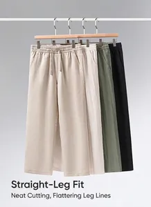 Collection of breathable Lyocell linen straight-leg casual pants for men in four colors