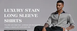 Détail d'une chemise à manches longues en satin gris pour hommes, coupe classique