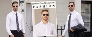 Vue détaillée d'une chemise blanche infroissable pour hommes avec des boutons noirs