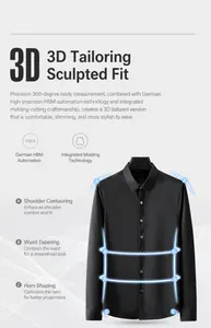 Vue détaillée d'une chemise noire en satin à manches longues avec coupe ajustée en 3D.