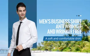 Classic white non-iron long sleeve business shirt for men featuring anti-wrinkle fabric