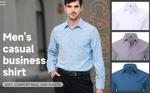 Chemise business décontractée pour homme en tissu extensible dans quatre directions.