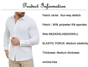Vue détaillée du tissu et de la taille pour cette chemise blanche extensible homme